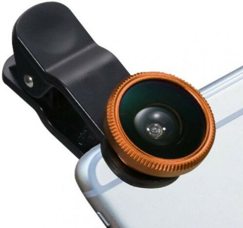 Kit Lentile Foto iUni 3-in-1 Macro, Wide Angle si FishEye compatibile cu Smartphone si Tableta, Auri